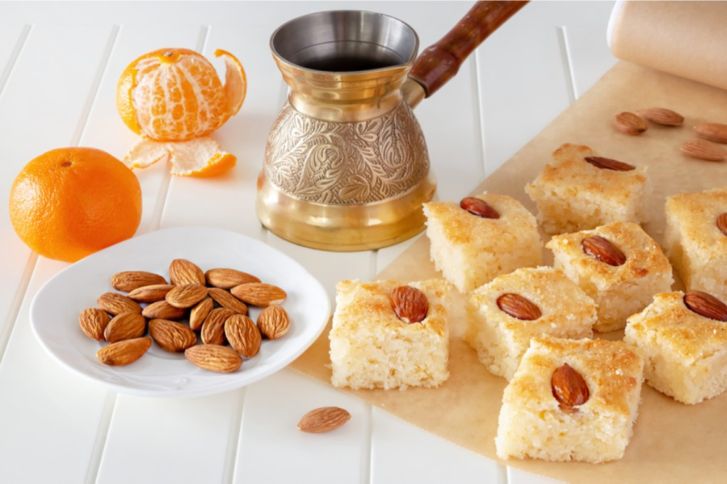 طريقة تحضير النمورة بالقشطة الشهية