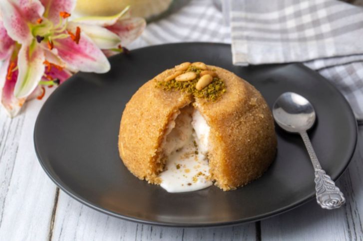 طريقة عمل حلى السميد التركي بالآيسكريم